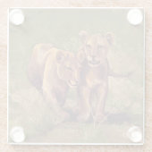 Lion Cubs Art Glazen Onderzetter (Achterkant)