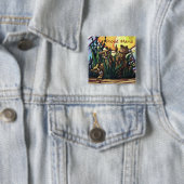 Lion Cubs Art Proud Mama Vierkante Button 5,1 Cm (In situ)