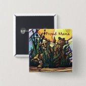 Lion Cubs Art Proud Mama Vierkante Button 5,1 Cm (Voorkant /achterkant)