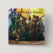 Lion Cubs Art Proud Mama Vierkante Button 5,1 Cm (Voorkant)