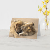 Lion cubs beste vrienden kaart (Gele Bloem)