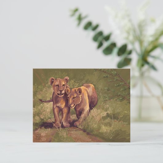 Lion Cubs Briefkaart (Staand voorkant)