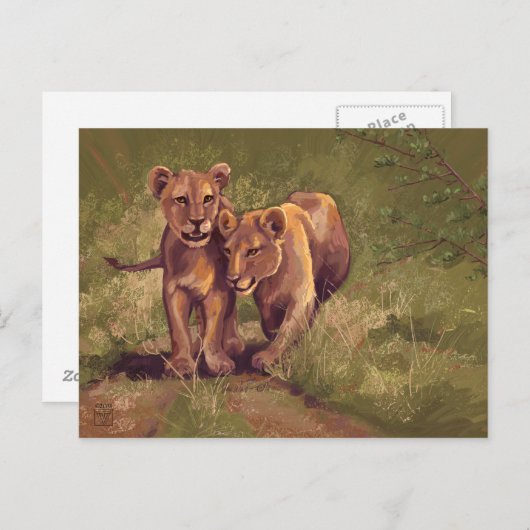 Lion Cubs Briefkaart (Voorkant / Achterkant)