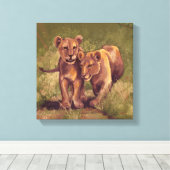 Lion Cubs Canvas Afdruk (Insitu (Houten vloer))
