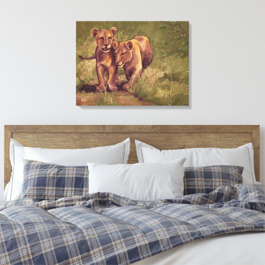 Lion Cubs Canvas Afdruk (Insitu (Slaapkamer))