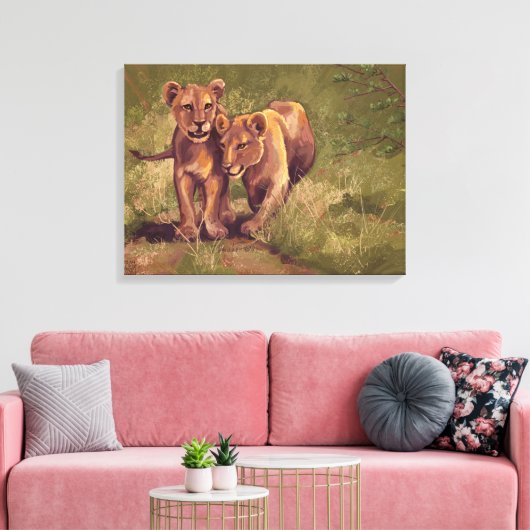 Lion Cubs Canvas Afdruk (Insitu (Woonkamer))