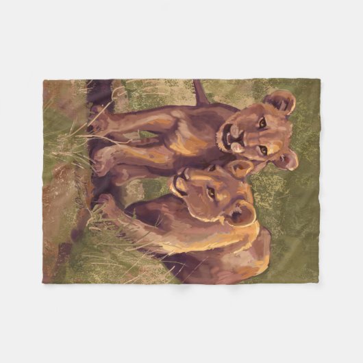 Lion Cubs Fleece Deken (Voorkant (Horizontaal))