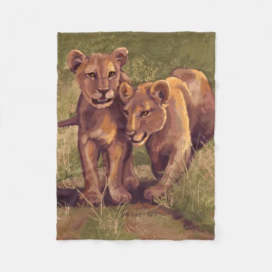 Lion Cubs Fleece Deken (Voorkant)