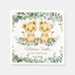 Lion Cubs Greenery Twin Boy Girl Baby Shower  Servet