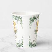 Lion Cubs Greenery Twin Boys Baby Shower  Papieren Bekers (Links)