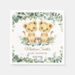 Lion Cubs Greenery Twin Boys Baby Shower  Servet