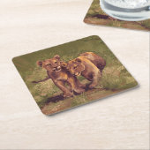 Lion Cubs Kartonnen Onderzetters (Schuin)