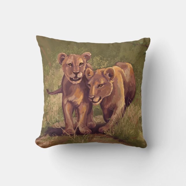 Lion Cubs Kussen (Voorkant)