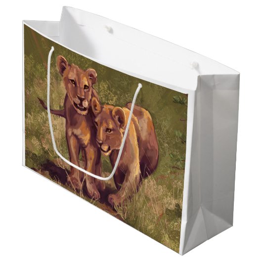 Lion Cubs Large Cadeautasje (Voorkant Gekanteld)