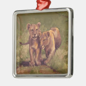 Lion Cubs Metalen Ornament (Links)