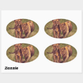 Lion Cubs Ovale Sticker (Vel)