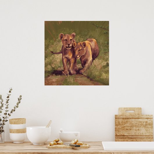 Lion Cubs Poster (Keuken)