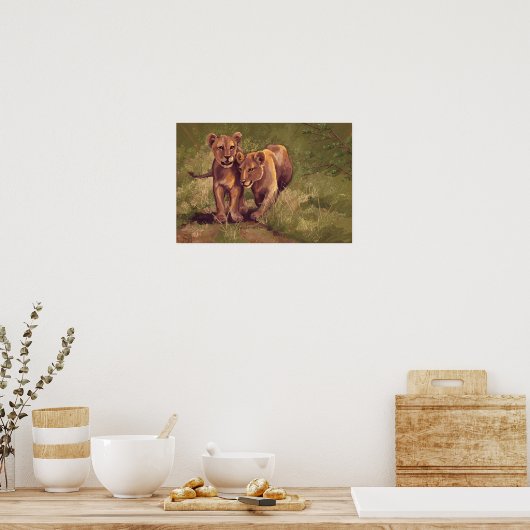 Lion Cubs Poster (Keuken)