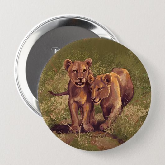 Lion Cubs Ronde Button 4,0 Cm (Voorkant /achterkant)
