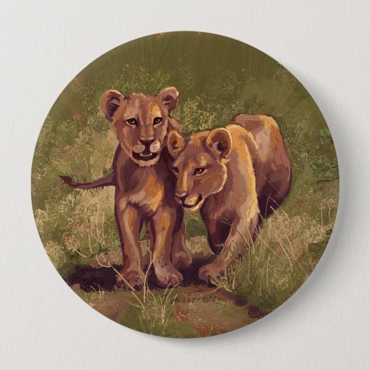 Lion Cubs Ronde Button 4,0 Cm (Voorkant)