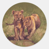 Lion Cubs Ronde Sticker (Voorkant)