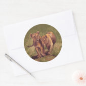 Lion Cubs Ronde Sticker (Envelop)