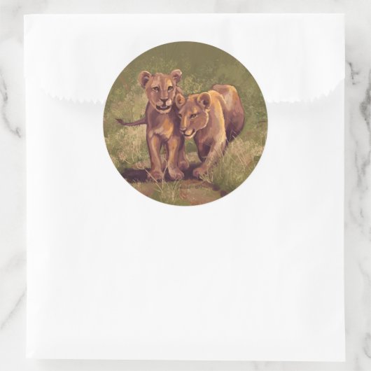 Lion Cubs Ronde Sticker (Tas)