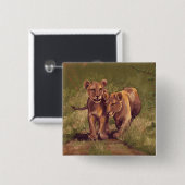 Lion Cubs Vierkante Button 5,1 Cm (Voorkant /achterkant)