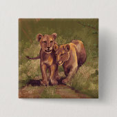 Lion Cubs Vierkante Button 5,1 Cm (Voorkant)