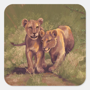 Lion Cubs Vierkante Sticker