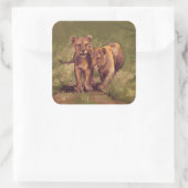 Lion Cubs Vierkante Sticker (Tas)