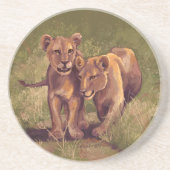 Lion Cubs Zandsteen Onderzetter (Voorkant)