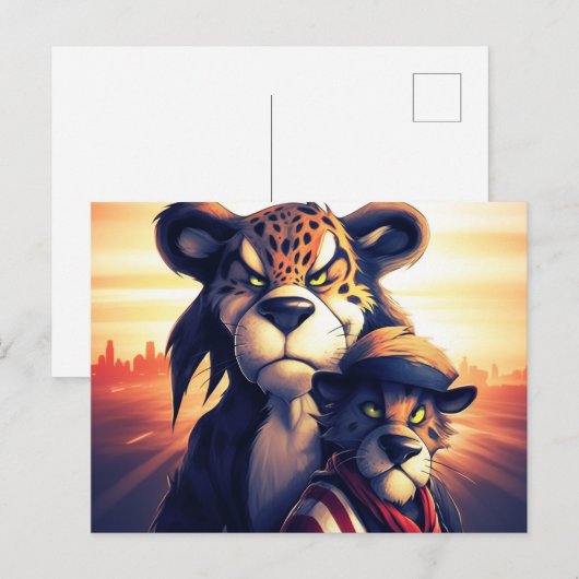 Lion Cute Briefkaart (Voorkant / Achterkant)