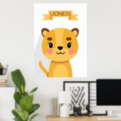 Lion Cute Lioness Poster (Thuiskantoor)