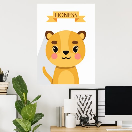 Lion Cute Lioness Poster (Thuiskantoor)
