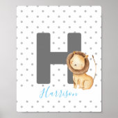 Lion Cute Personalized Custom Baby Name Nursery Poster (Voorkant)
