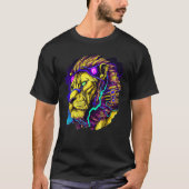 Lion Cyborg Robot Lion Cool Alien Buitenspatie Art T-shirt (Voorkant)