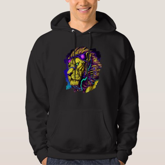 Lion Cyborg Robot Lion Cool Alien Outer Space Arti Hoodie (Voorkant)