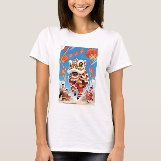 Lion Dance Women White T-shirt (Voorkant)