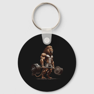 Lion Deadlifting Gym Humor Gewichtheffen Fitness Sleutelhanger