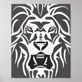 Lion decal white op grijs poster