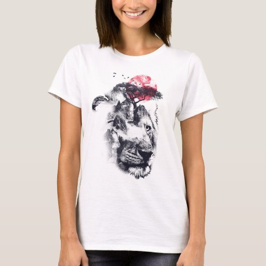 Lion Design Double Exposed T-shirt (Voorkant)