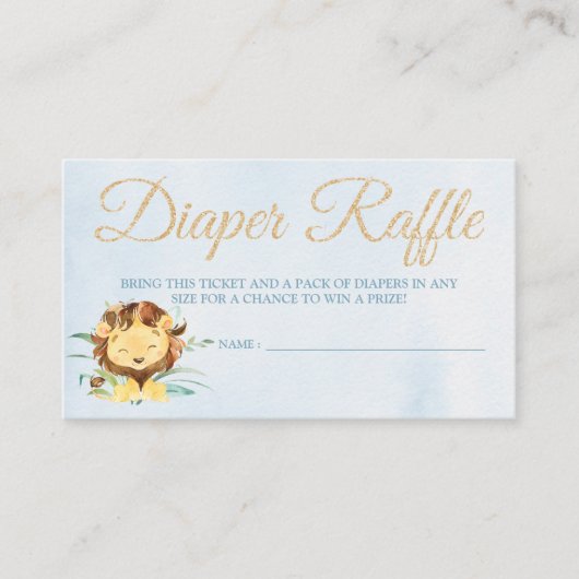 Lion Diaper Raffle Kaart Tickets voor Baby shower (Voorkant)