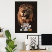 Lion die aan Succes wil Poster (Thuiskantoor)