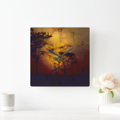 Lion die over zonneschijn kijkt vierkante klok (Huis)