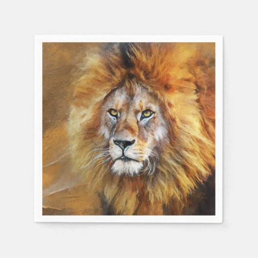 Lion Digital Oil Painting Servet (Voorkant)