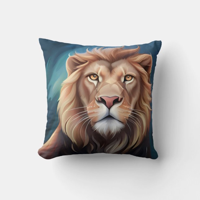 Lion Digitale Kunst Portret-56556 Kussen (Voorkant)