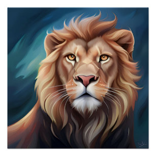 Lion Digitale Kunst Portret-56556 Perfect Poster
