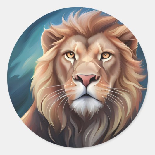 Lion Digitale Kunst Portret-56556 Ronde Sticker (Voorkant)
