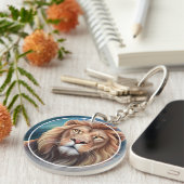Lion Digitale Kunst Portret-56556 Sleutelhanger (Voorkant Rechts)